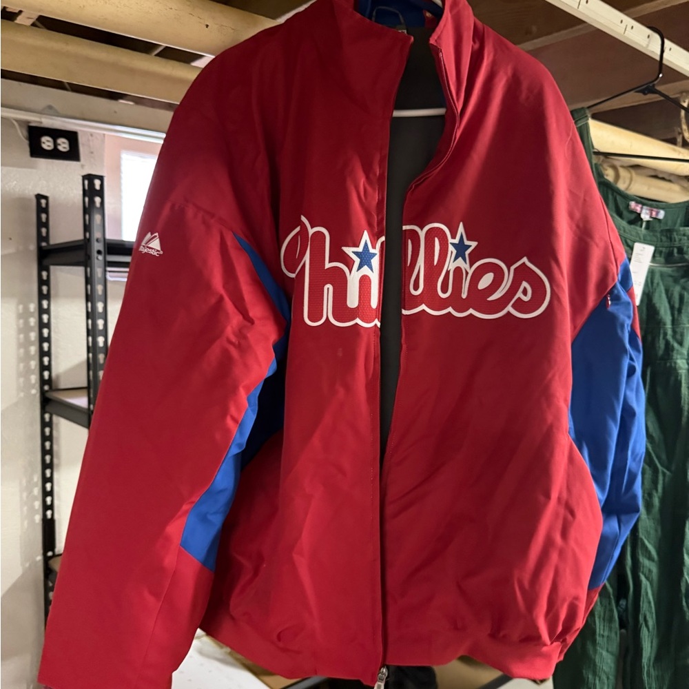 Majestic Red and Blue Phillies Puffer Jacket
